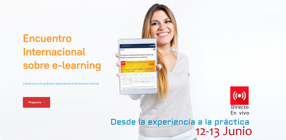 Encuentro Internacional sobre e-learning. Desde la experiencia a la práctica.100% Online12-13 Junio6 sesiones formativas en directo durante las jornadas.30 días de acceso al Campus VirtualForo onlinePosibilidad de visualizar las conferencias grabadas posteriormenteAcceso al curso "Implementación de contenidos virtuales con Moodle" durante 30 díashttps://laformaciononline.com/encuentro-internacional-sobre-e-learning-desde-la-experiencia-a-la-practica